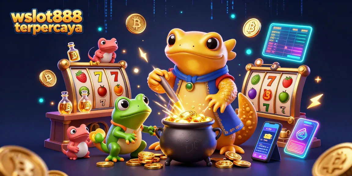 Menangkan jackpot dengan wslot888 terpercaya, ilustrasi kasino 3D penuh warna yang mengesankan.