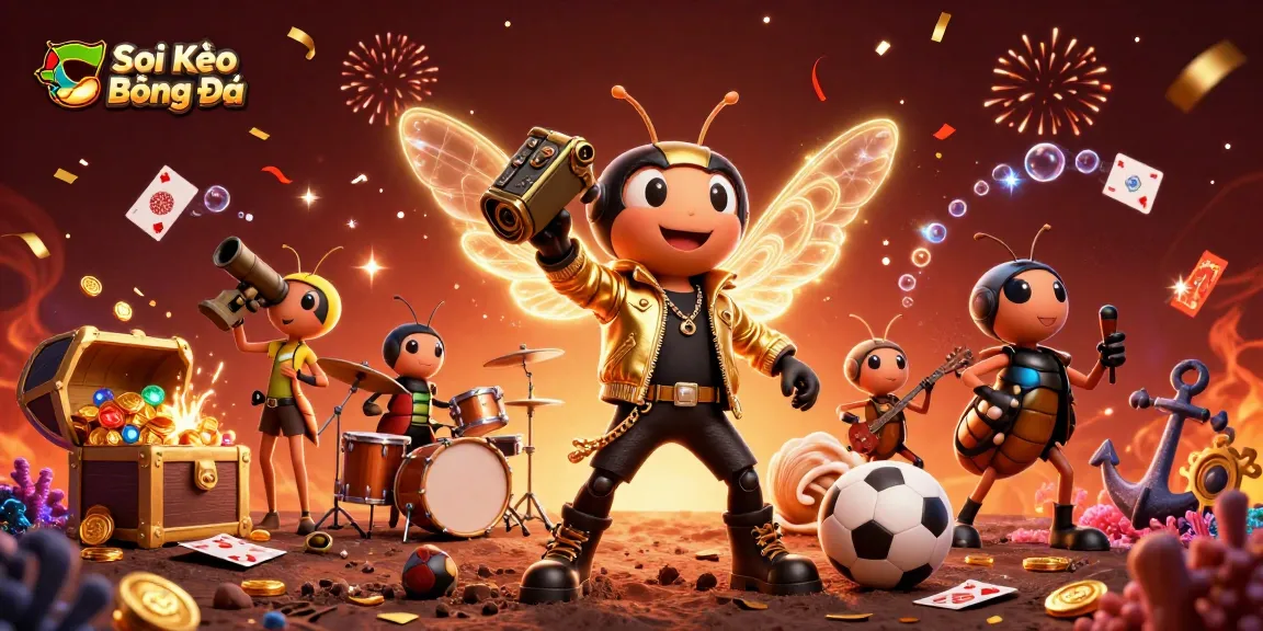 Bettors engaging in Soi Kèo Bóng Đá with energetic rock star characters and betting elements.