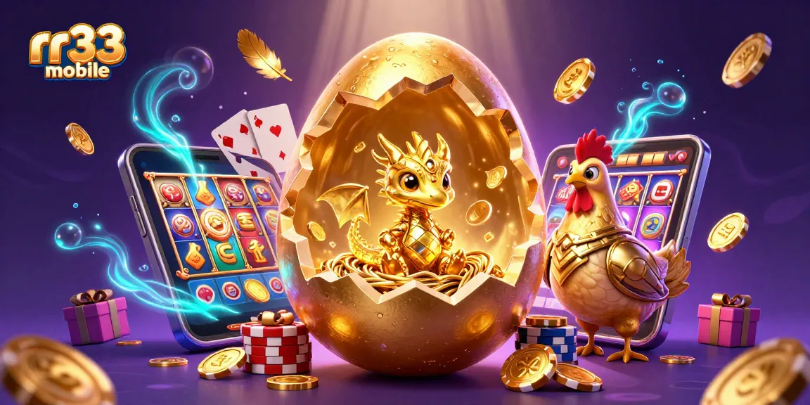Experience rr33 mobile gaming with a vibrant scene of golden dragon and casino elements.