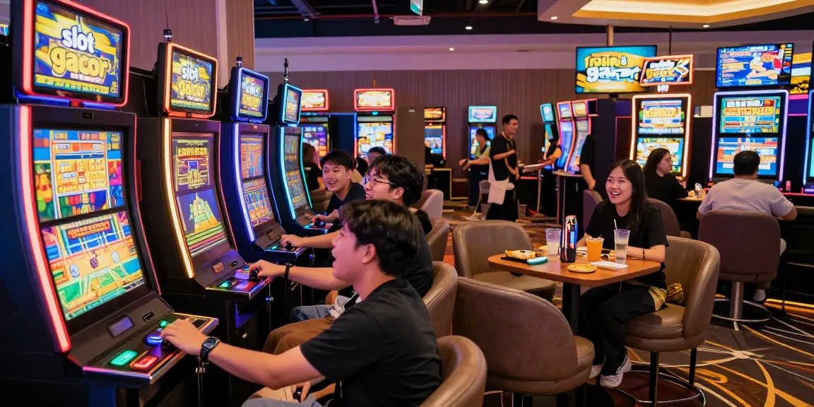 Exciting gaming lounge featuring slot gacor machines with players enjoying the vibrant casino atmosphere.