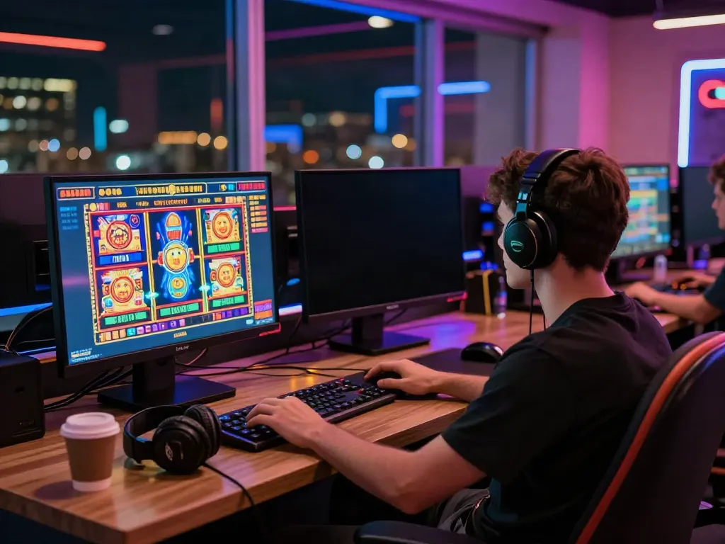Exciting online gaming setup capturing akunjp slot gaming experience with vibrant graphics.