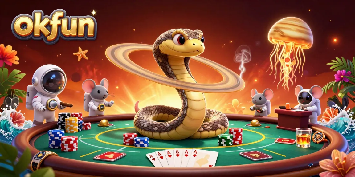 Experience the thrill of okfun gaming with astronaut mice placing bets around a cosmic roulette wheel.