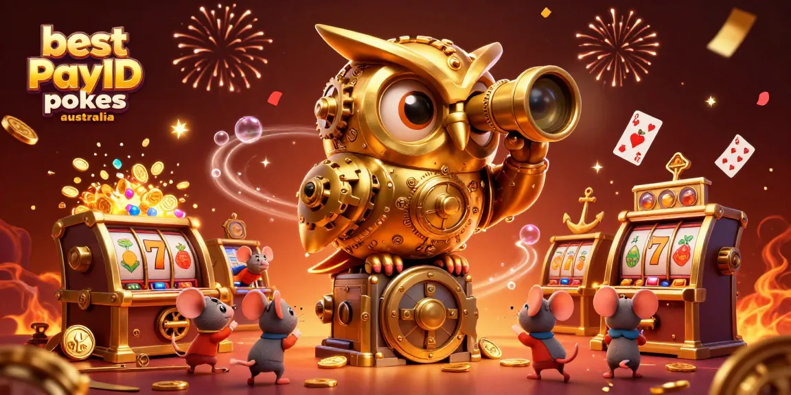 Engage with the best PayID pokies Australia using 3D owl scanning a dynamic casino scene filled with exciting slot machines.