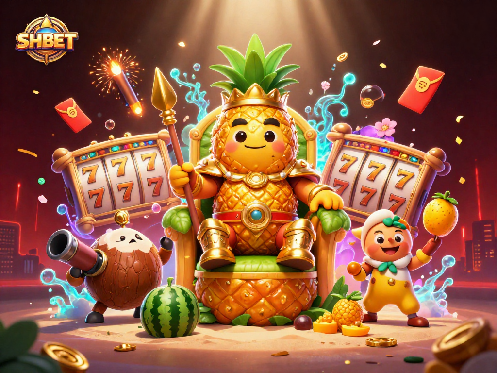 Engage with SHBET at the vibrant beach casino featuring dynamic game elements and lively characters.