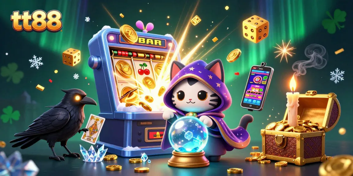 Experience thrilling gameplay at tt88 with a vibrant 3D casino scene filled with coins and slot machines.