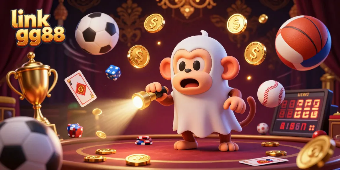 Experience thrilling action with link gg88 in a vibrant haunted casino featuring a playful poltergeist and sports elements.