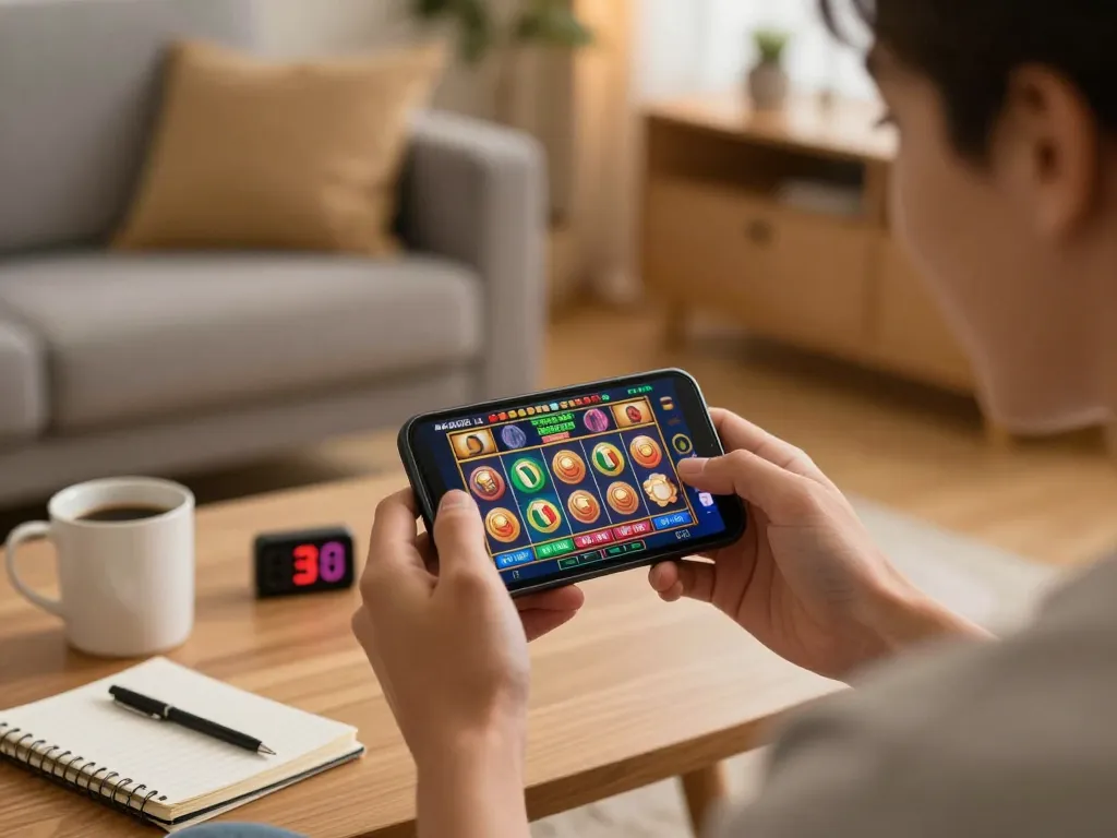 Jilipinas mobile gaming session with a player excitedly engaging in slot games.