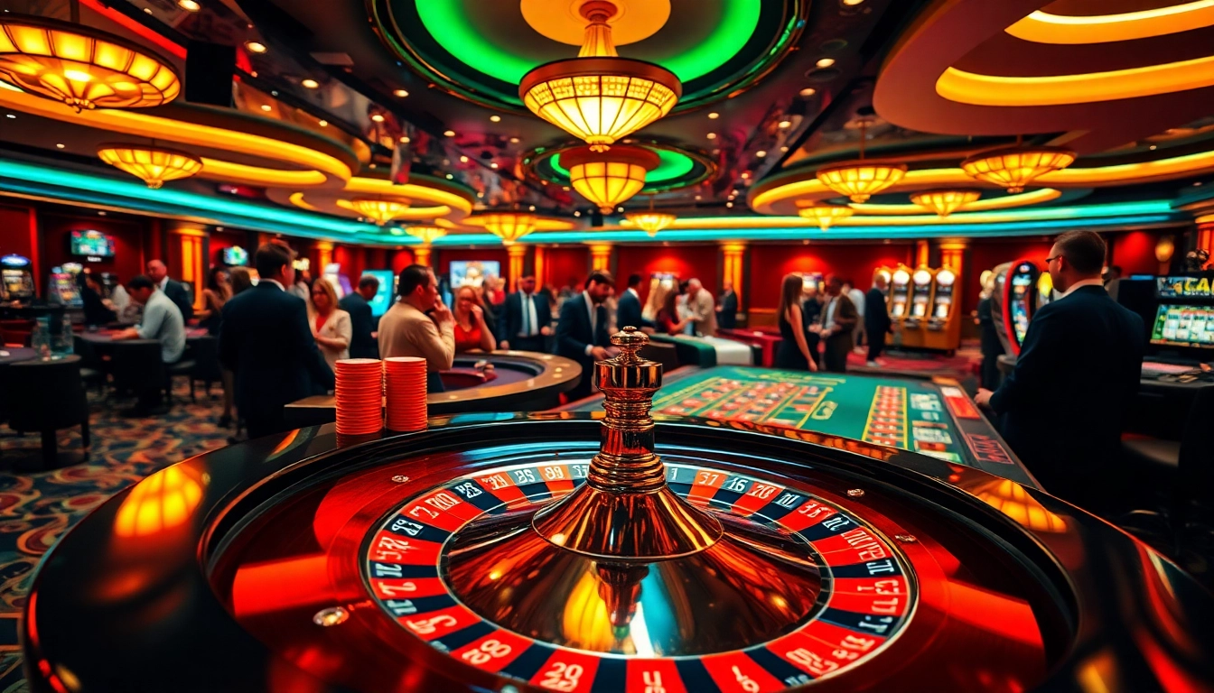 Experience the vibrant atmosphere of a Casino with an engaging roulette game in action.