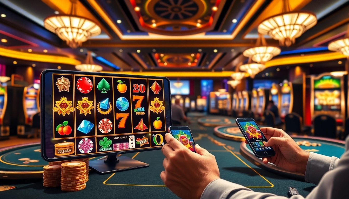 Experience the excitement of Bro138 slot with vibrant visuals of luxurious gambling elements.
