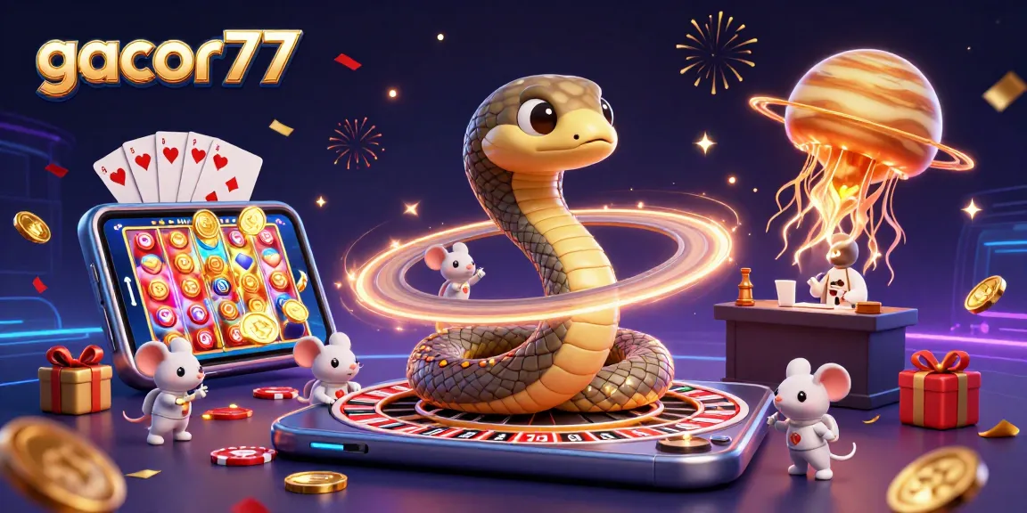 Gacor77 menghadirkan ilustrasi kasino virtual 3D yang menarik dengan elemen permainan yang beragam.
