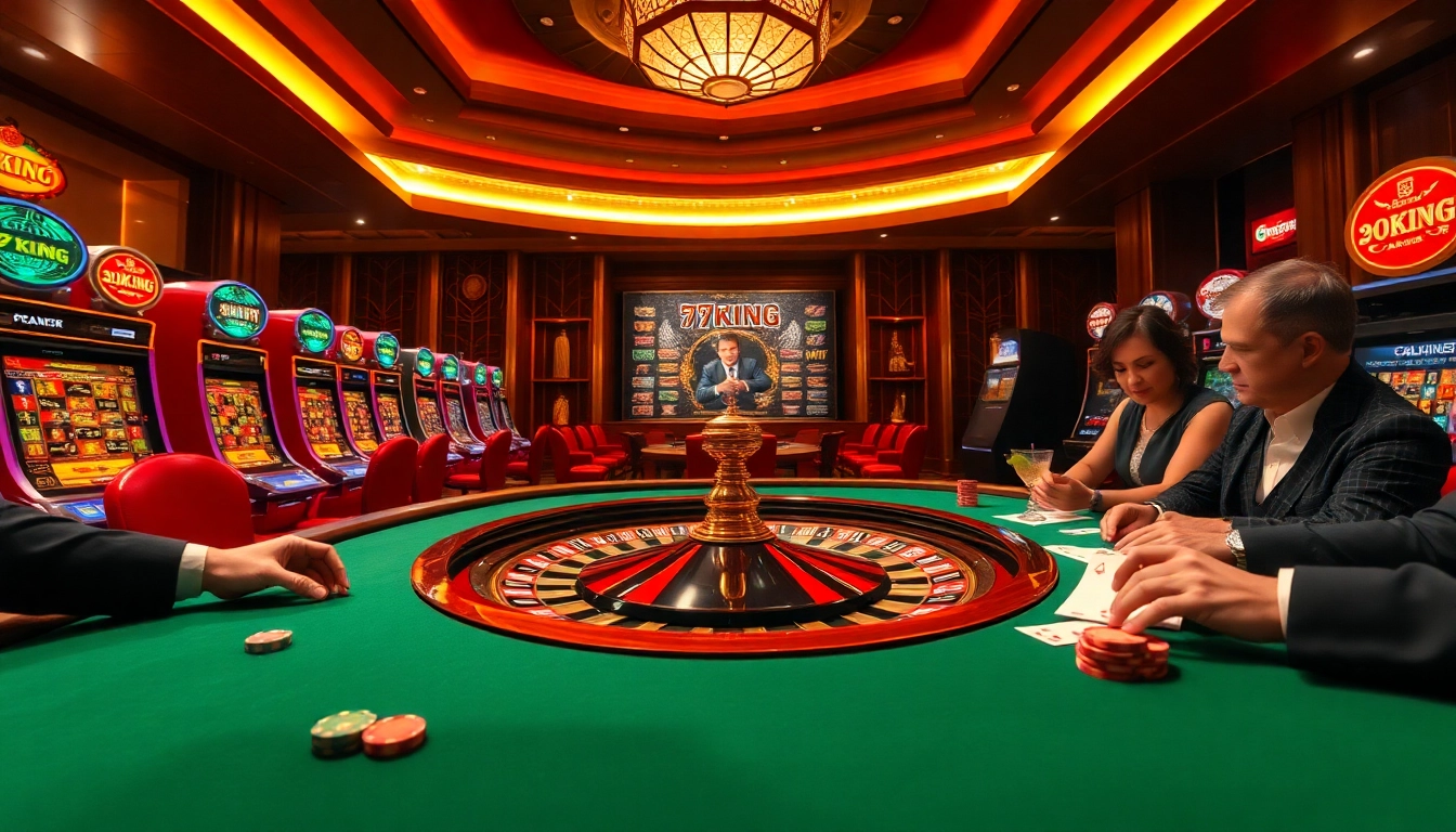 Exciting gambling scene showcasing the thrill of 79king with roulette and poker.