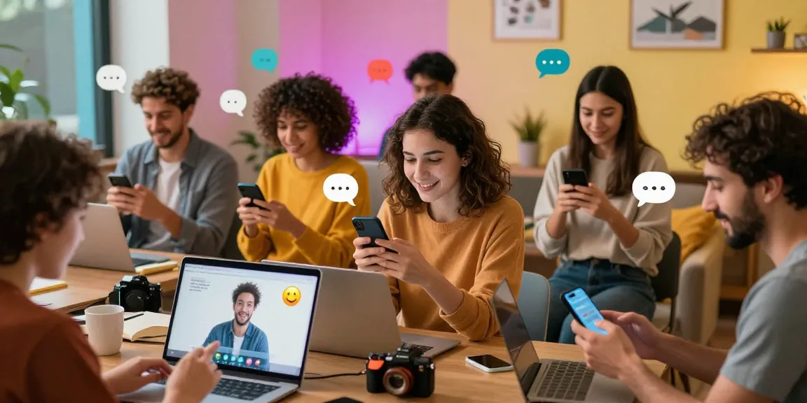Engaging online community scene featuring شات دردشتي conversations among diverse individuals sharing ideas and experiences.
