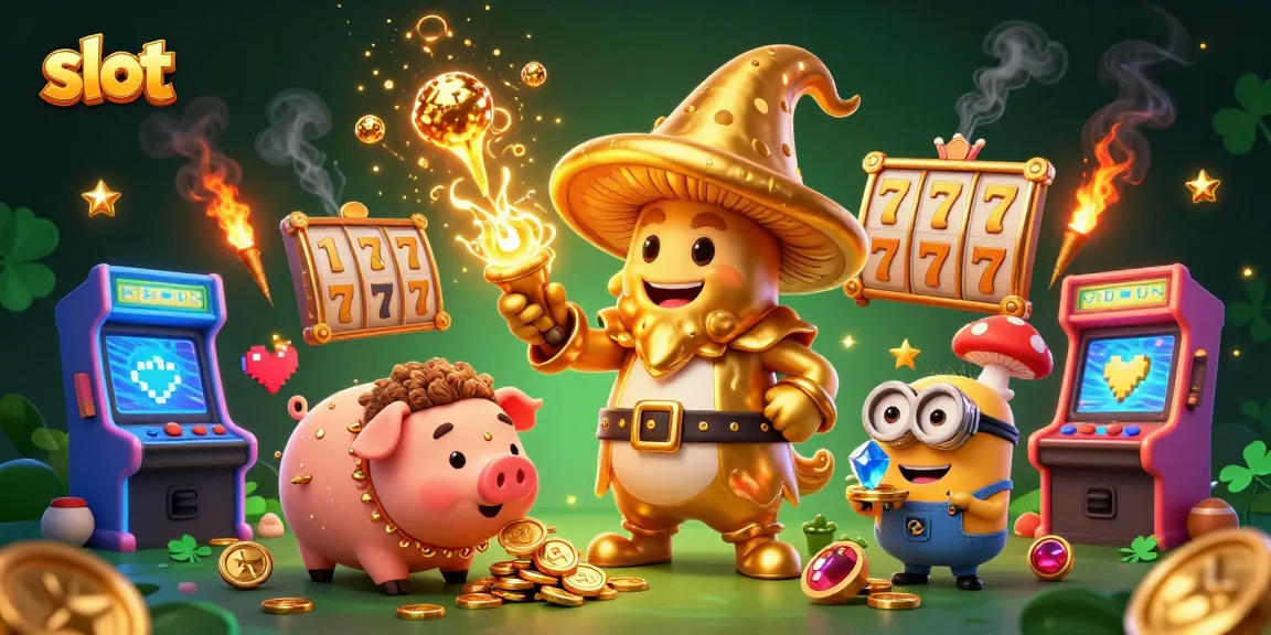 Permainan slot menyenangkan dengan karakter unik dan mesin arcade bercahaya, menawarkan pengalaman bermain yang seru.