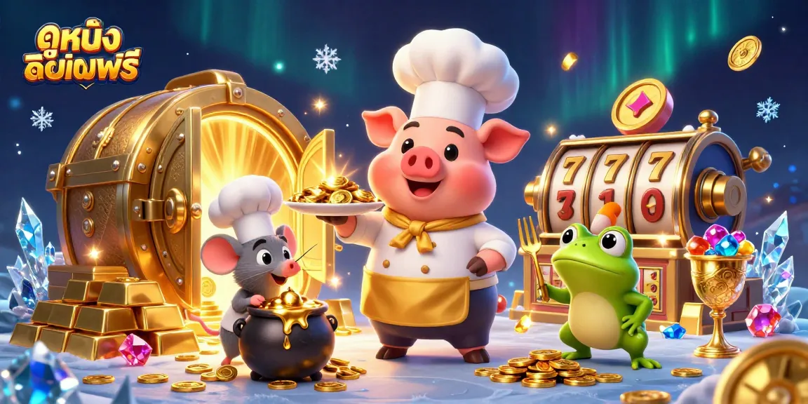 Experience ดูหนังออนไลน์ฟรี where playful characters celebrate vast jackpots in gold-laden scenes.