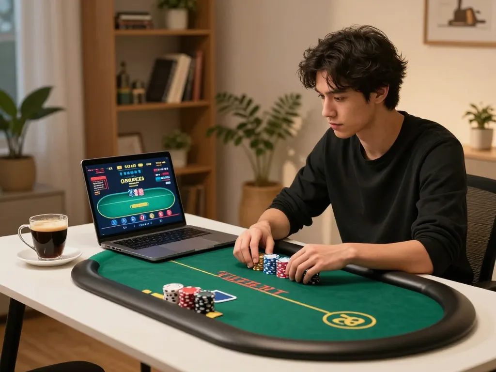 Online gambler engages in strategic gameplay at a trusted casino platform, emphasizing Nhà cái uy tín.