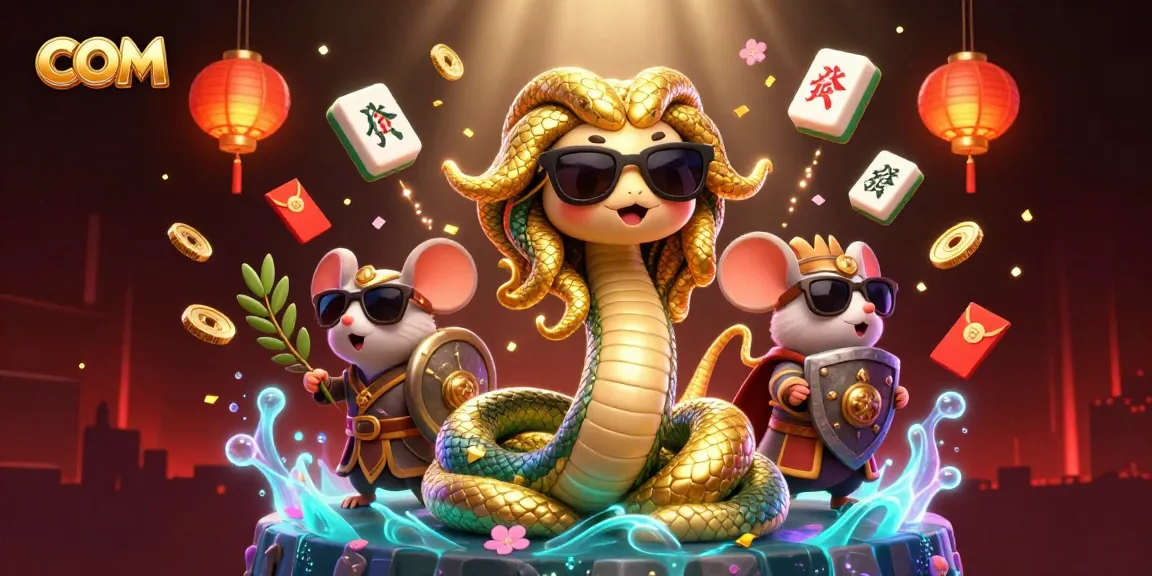 Spin and win at com online casino featuring cheerful Medusa and a warrior mouse with festive decorations.
