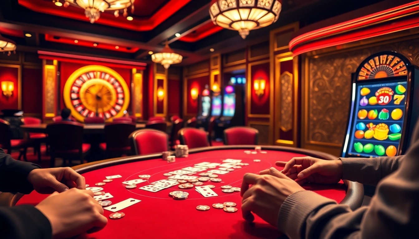Exciting gameplay at bk8thai ทางเข้า with players engaged at a poker table.