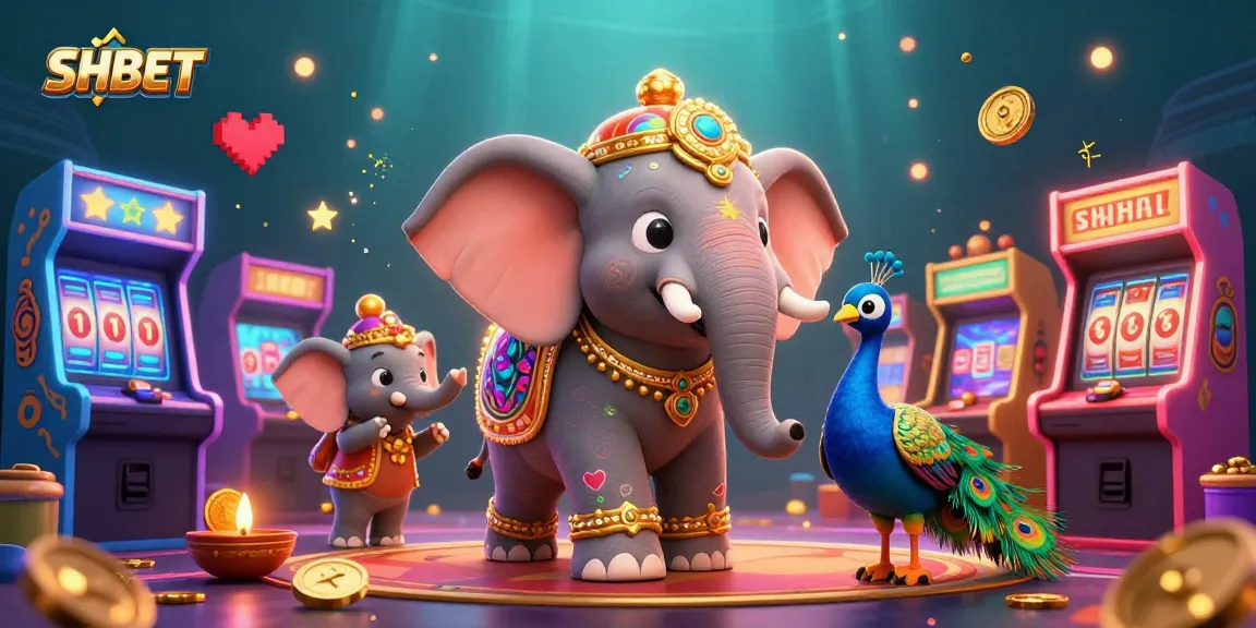 Engage with SHBET in this vibrant 3D casino scene showcasing animated characters and colorful gaming elements.
