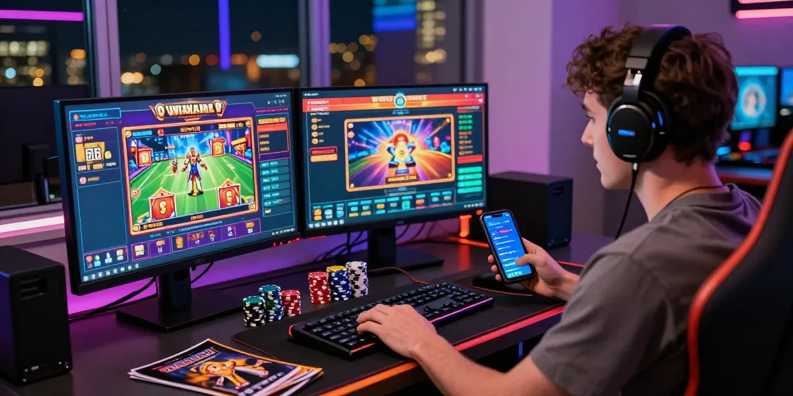 Exciting online gaming atmosphere showcasing pajaktoto pay4d slot games with player and vibrant setup.