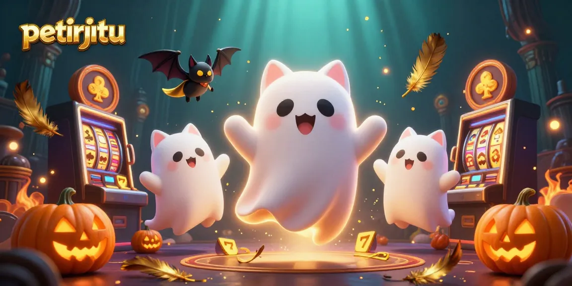 Pemain merasakan pengalaman menang di petirjitu dengan simbol slot berkilauan dan kucing hantu