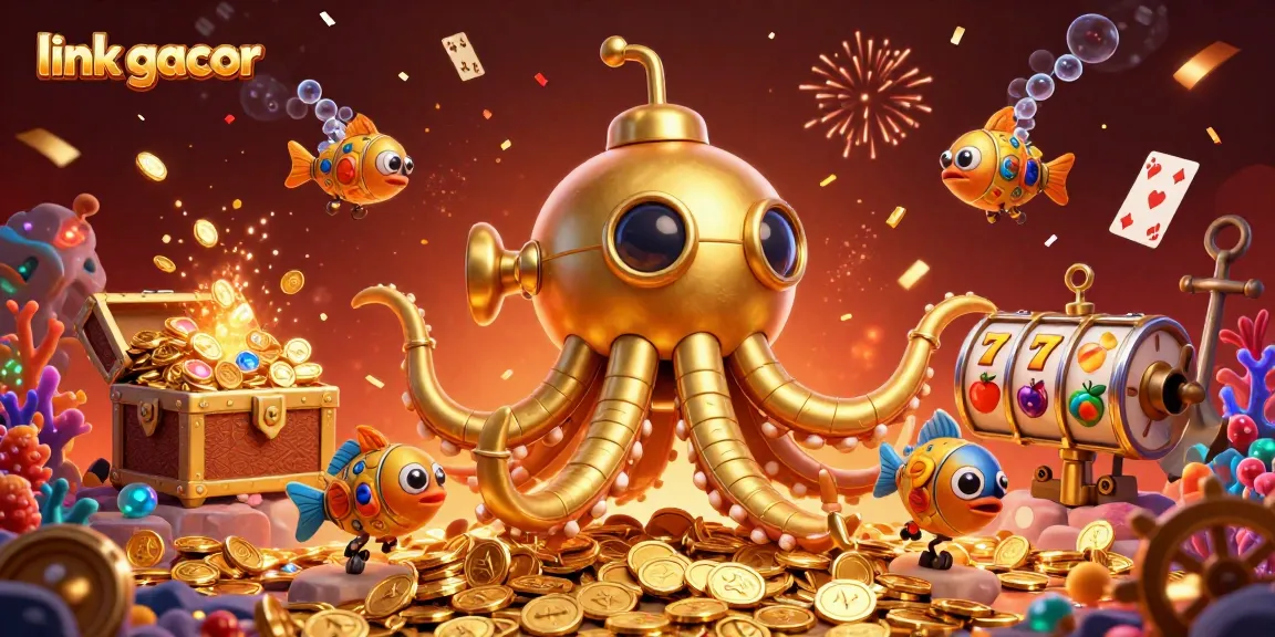 Discover winning opportunities with link gacor in this vibrant casino scene filled with slot reels, gold, and treasures.