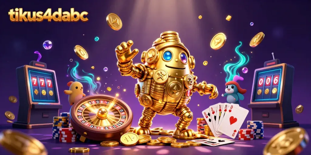 Experience the excitement of tikus4dabc with a vibrant casino scene featuring a golden golem and dynamic game elements.