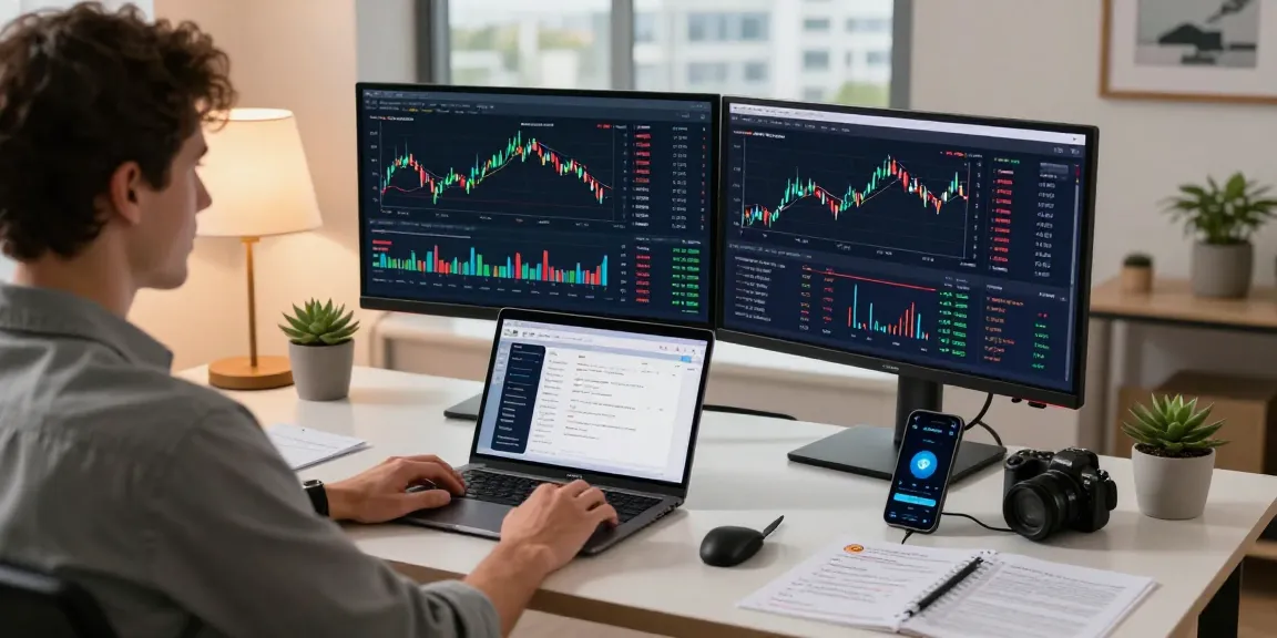 Funexchange platform displayed on a sleek dual monitor setup with cryptocurrency dashboards, highlighting innovative digital trading.