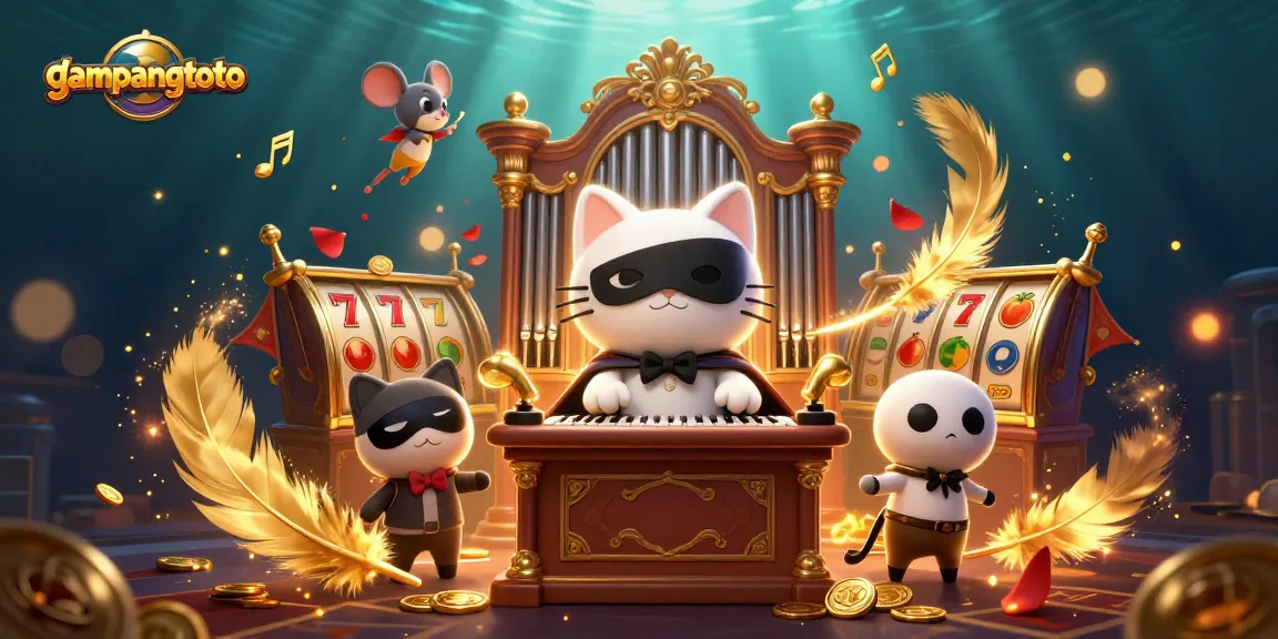 Experience excitement at gampangtoto with a captivating casino illustration showcasing a whimsical cat and mouse.