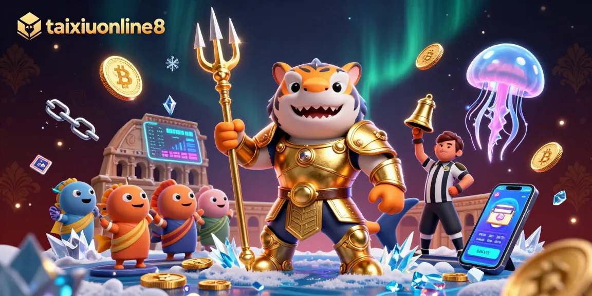 Engage with thrilling action at taixiuonline8 featuring a 3D cartoon tiger shark in an underwater colosseum.