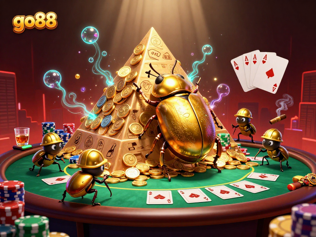 Engage with thrilling casino action at go88 featuring golden beetles and poker elements.
