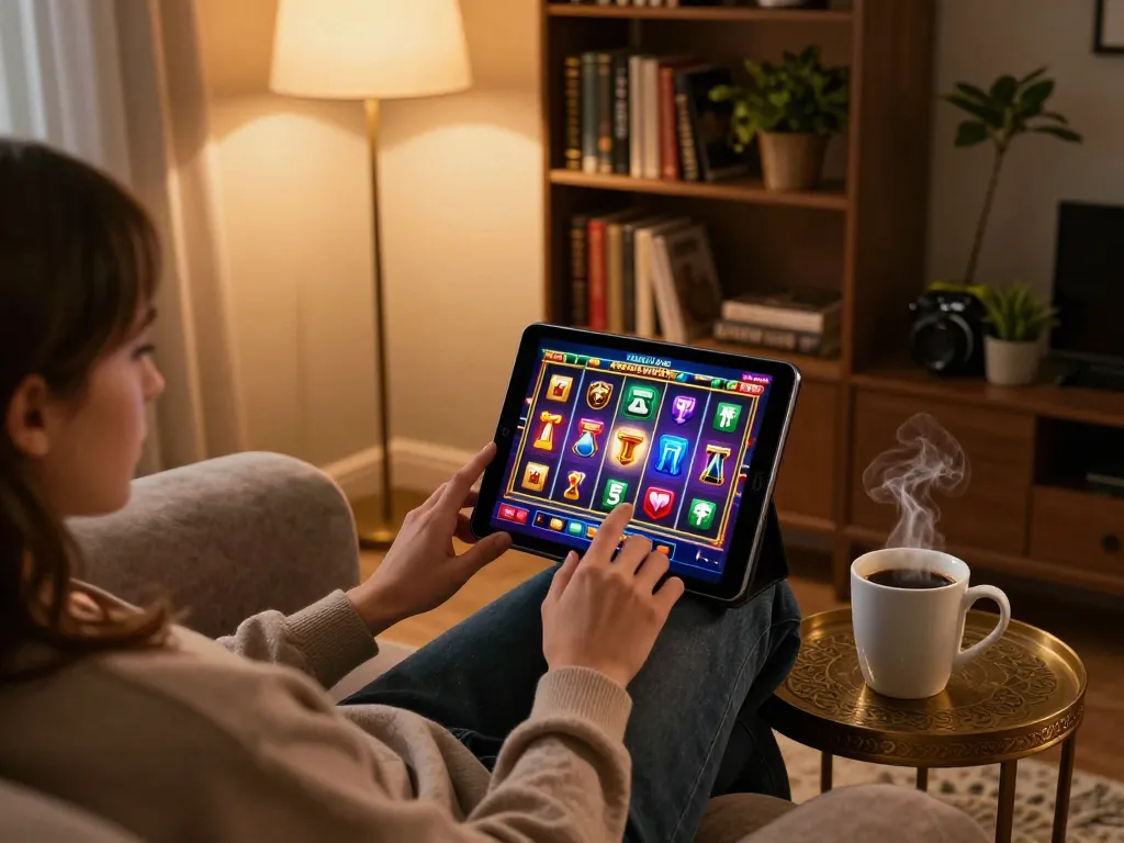 Experience thrilling gameplay with 56win on a cozy tablet setup during a relaxing gaming session.