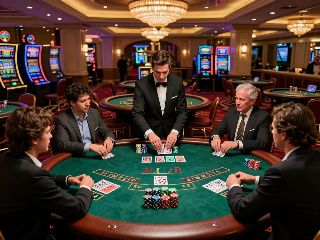 Experience the thrill of a high-stakes blackjack game with nano banana flash as players strategize their bets and await their cards.