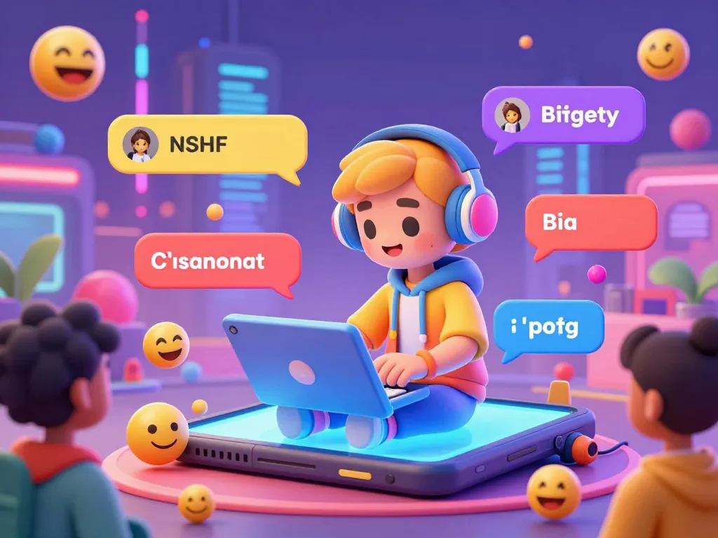 Engaging NSFW chat scene with animated characters and lively messaging app interface.