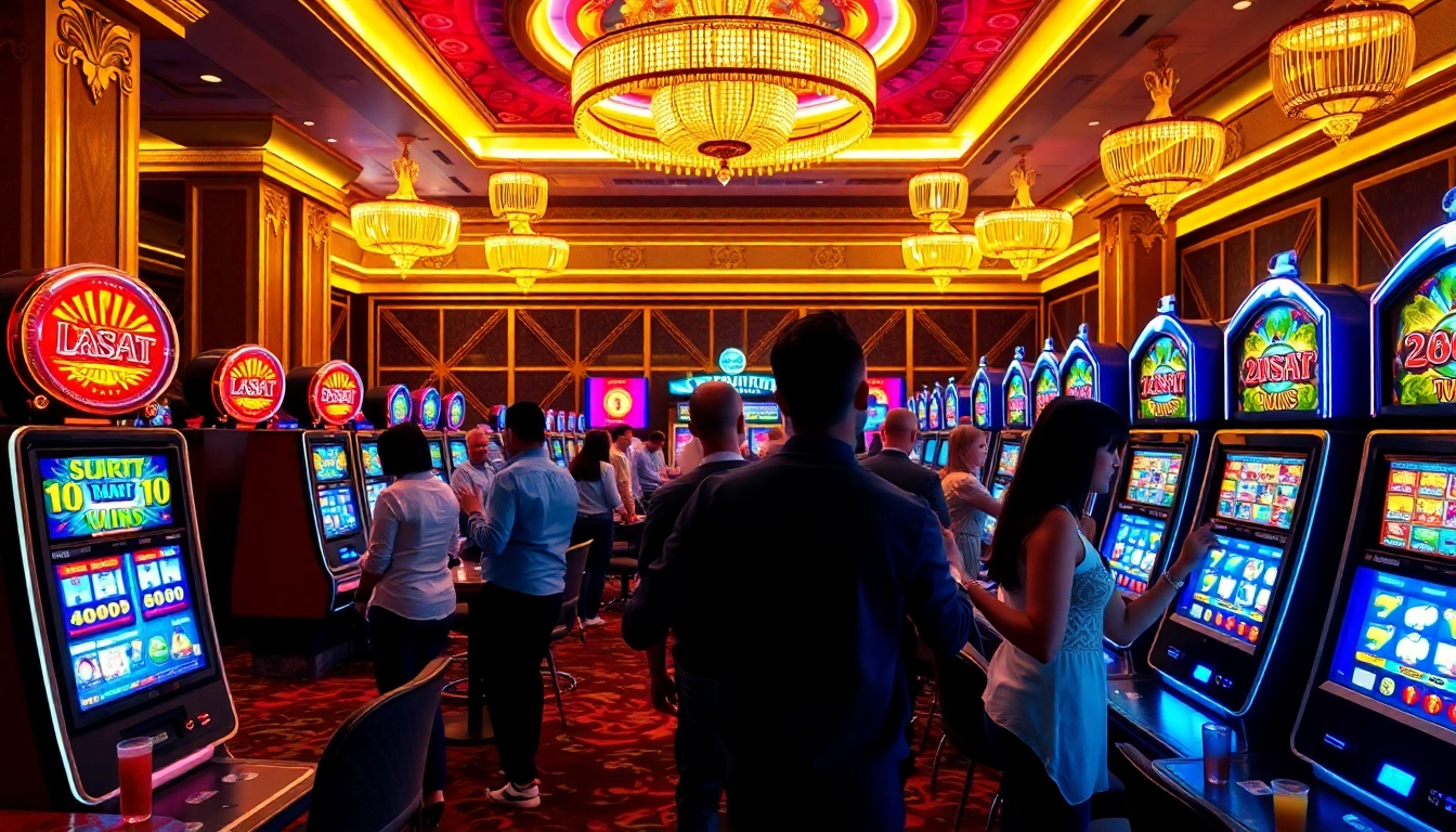 Menangkan Slot deposit 5000 dengan mesin slot mewah dan ramai pemain di kasino.