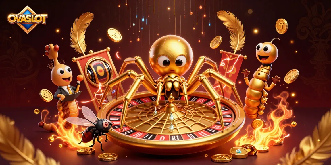 Spin beats at the edge as OVASLOT's vibrant golden spider weaves a roulette wheel web.