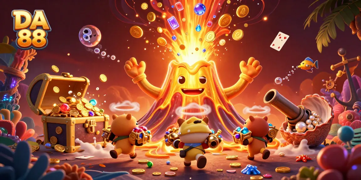 Engage in thrilling games at DA 88, where a vibrant casino scene erupts with treasures.